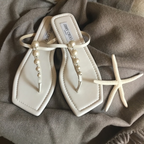 Jimmy Choo Shoes - Jimmy Choo Alaina Faux Pearl-Embellished Leather Sandals